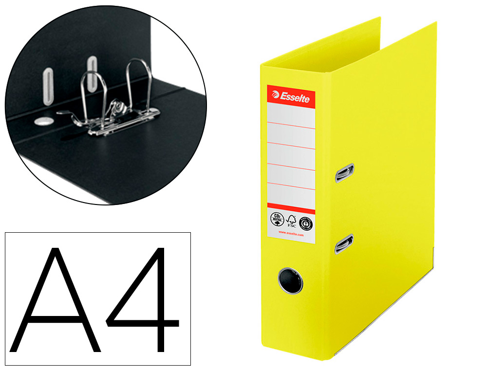 [163197] Archivador de palanca esselte n 1 co2 neutral din a4 carton forrado lomo 75 mm amarillo vivida