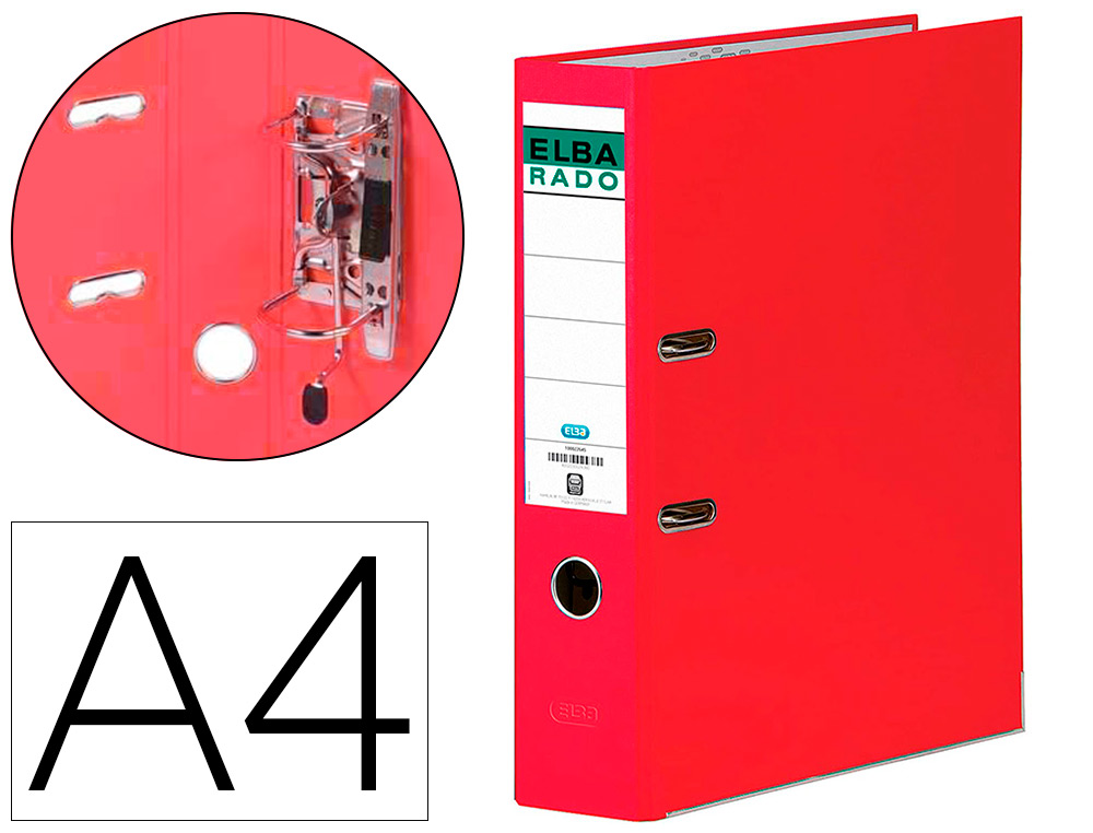 [159918] Archivador de palanca elba chic carton forrado pvc con rado din a4 lomo de 80 mm rojo