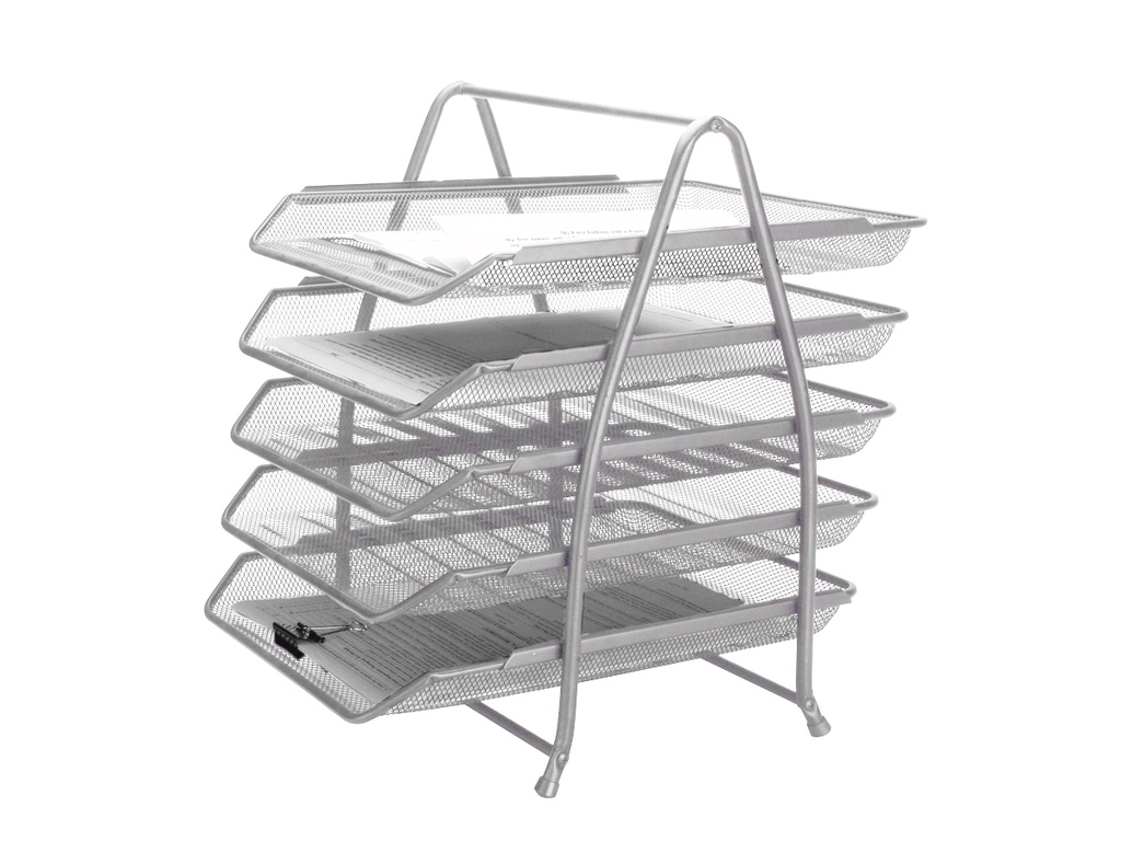 [155434] Bandeja sobremesa metalica q-connect kf18476 rejilla plata 5 bandejas movibles 350x275x375 mm