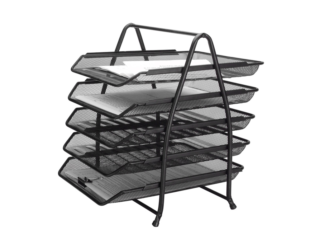 [155433] Bandeja sobremesa metalica q-connect kf18474 rejilla negro 5 bandejas movibles 350x275x375 mm