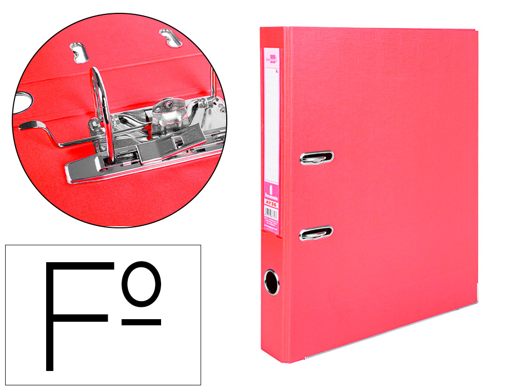 [79711] Archivador de palanca liderpapel folio documenta forrado pvc con rado lomo 52 mm rojo compresor metalico