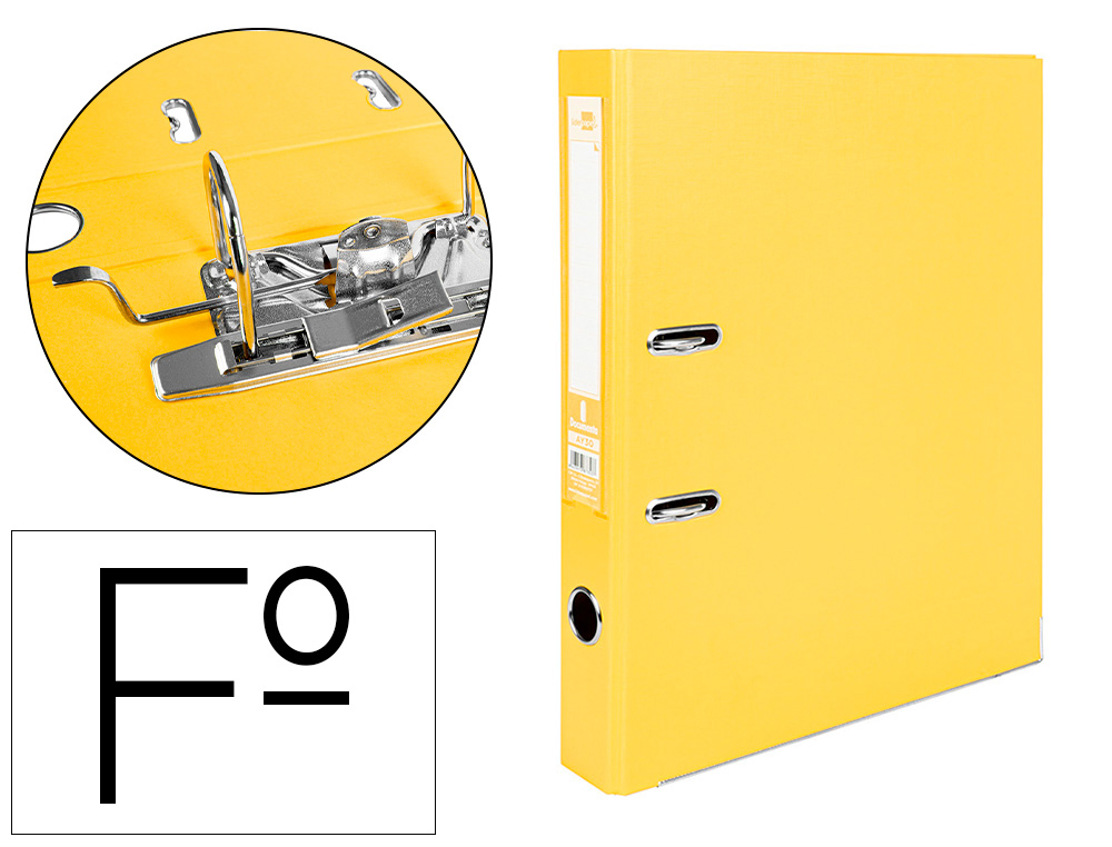 [79705] Archivador de palanca liderpapel folio documenta forrado pvc con rado lomo 52 mm amarillo compresor