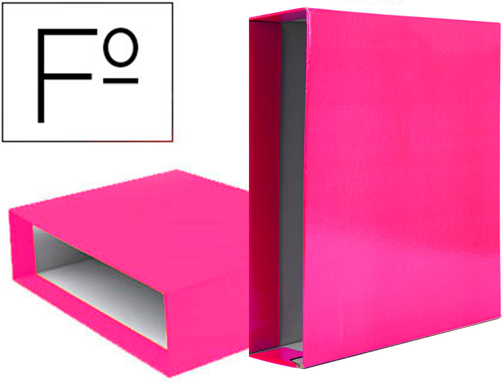 [64593] Caja archivador liderpapel de palanca carton folio documenta lomo 75 mm rosa