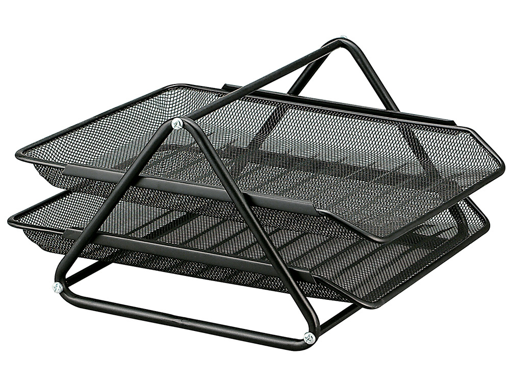 [29626] Bandeja sobremesa metalica q-connect rejilla gxa100 negra 2 bandejas movibles 300x185x350 mm