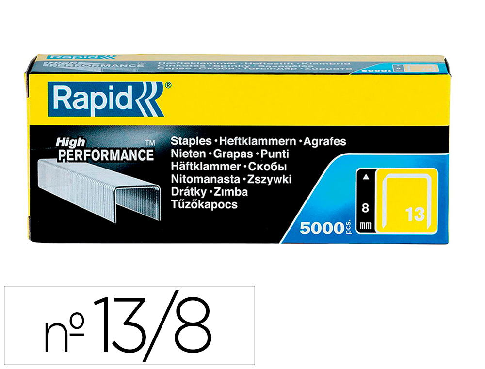 [166511] Grapas rapid 13/8 mm galvanizada caja de 5000 unidades