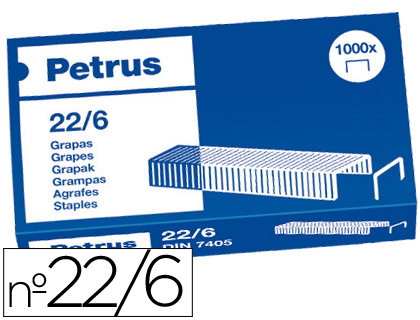 [3758] Grapas petrus nº 22/6 cobreadas caja de 1000 unidades