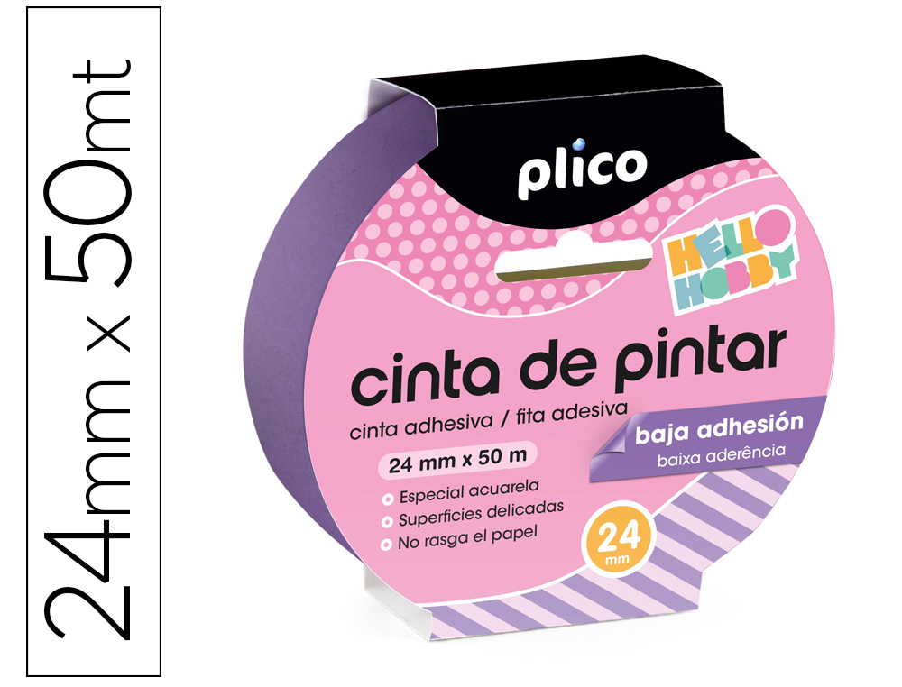 [167273] Cinta adhesiva plico para pintor baja adhesion 50 mt x 24 mm