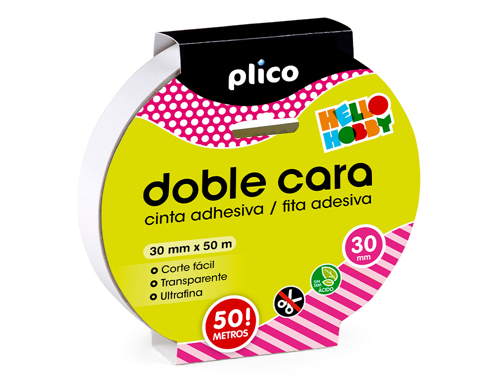 [165318] Cinta adhesiva plico doble cara transparente 50 mt x 30 mm