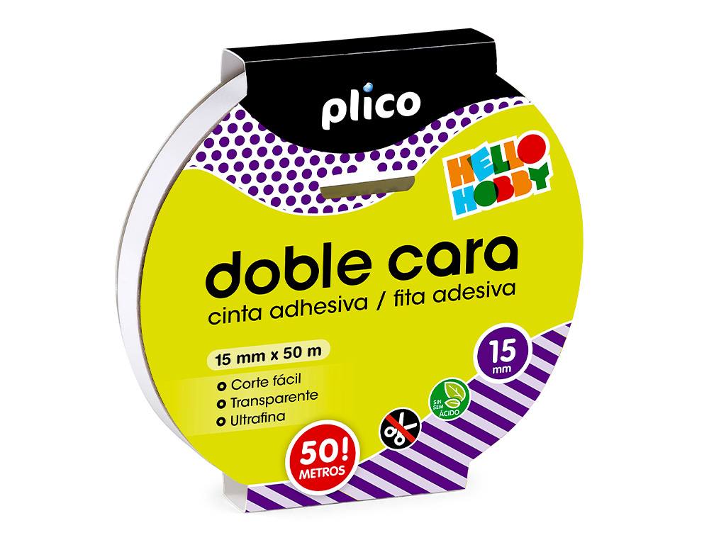 [165317] Cinta adhesiva plico doble cara transparente 50 mt x 15 mm