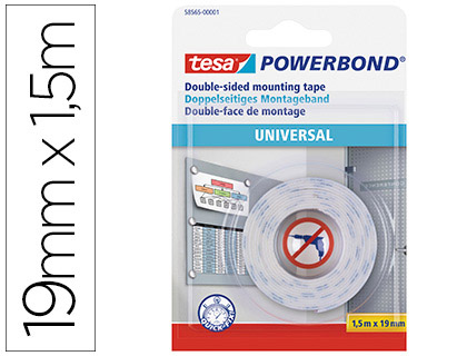 [62916] Cinta adhesiva tesa doble cara powerbond universal uso interior 1,5 m x 19 mm