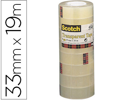 [45341] Cinta adhesiva scotch acordeon 550 33 mt x 19 mm pack de 8 unidades