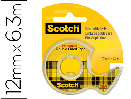 [2066] Cinta adhesiva scotch 136-d dos caras 6,3 mt x 12 mm en portarrollo