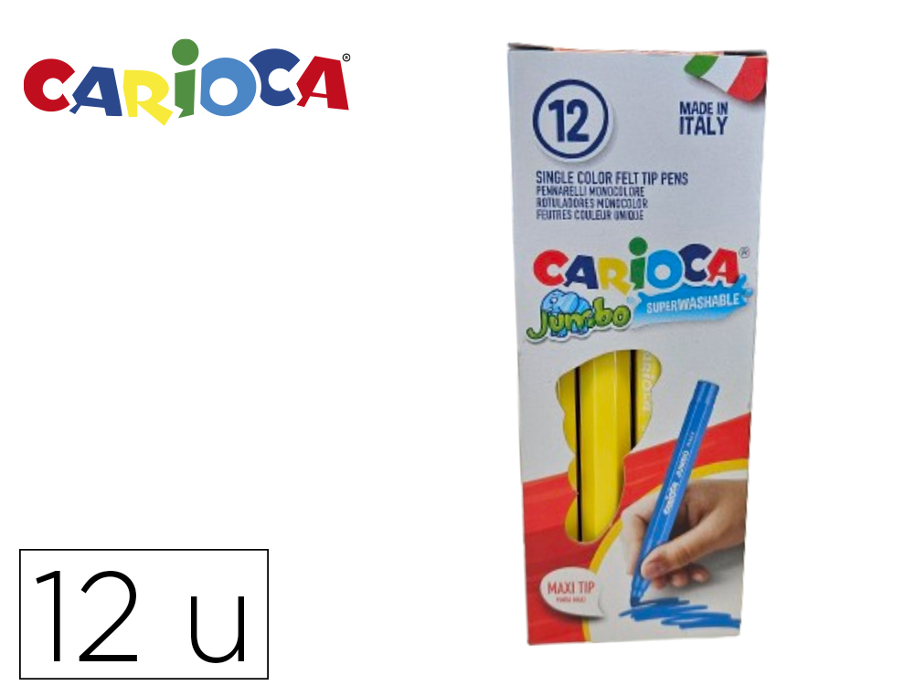 [171351] Rotulador carioca jumbo amarillo punta gruesa caja de 12 unidades