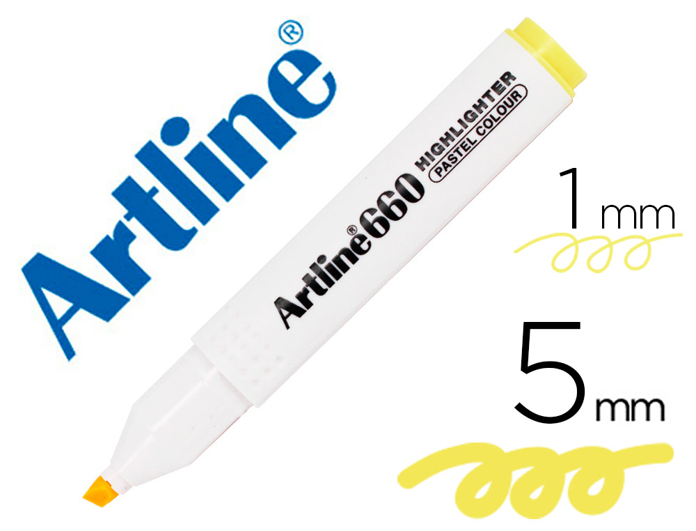 [165840] Rotulador artline fluorescente ek-660 amarillo pastel punta biselada