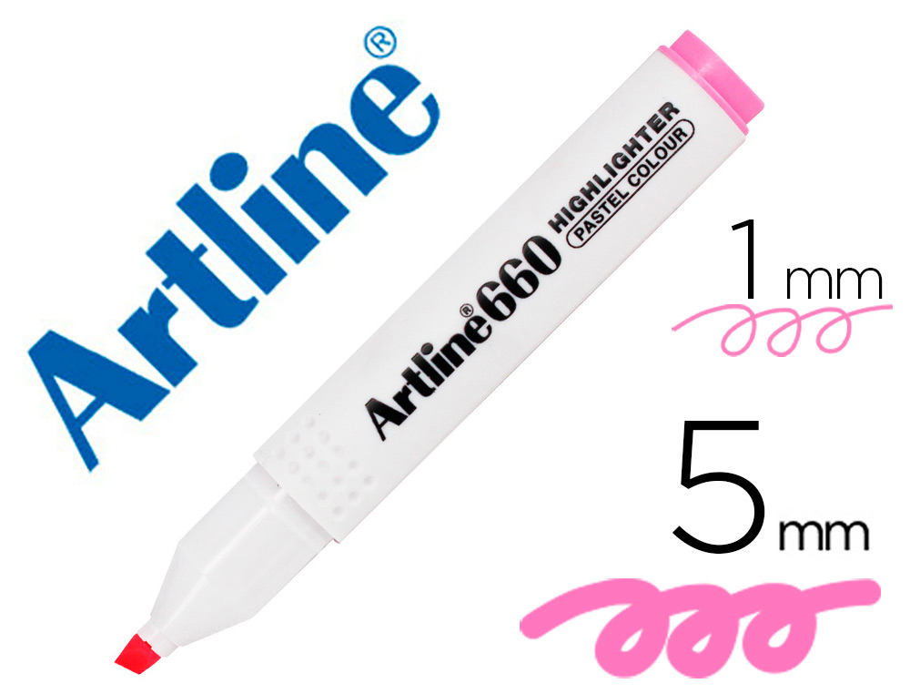 [165839] Rotulador artline fluorescente ek-660 rosa pastel punta biselada