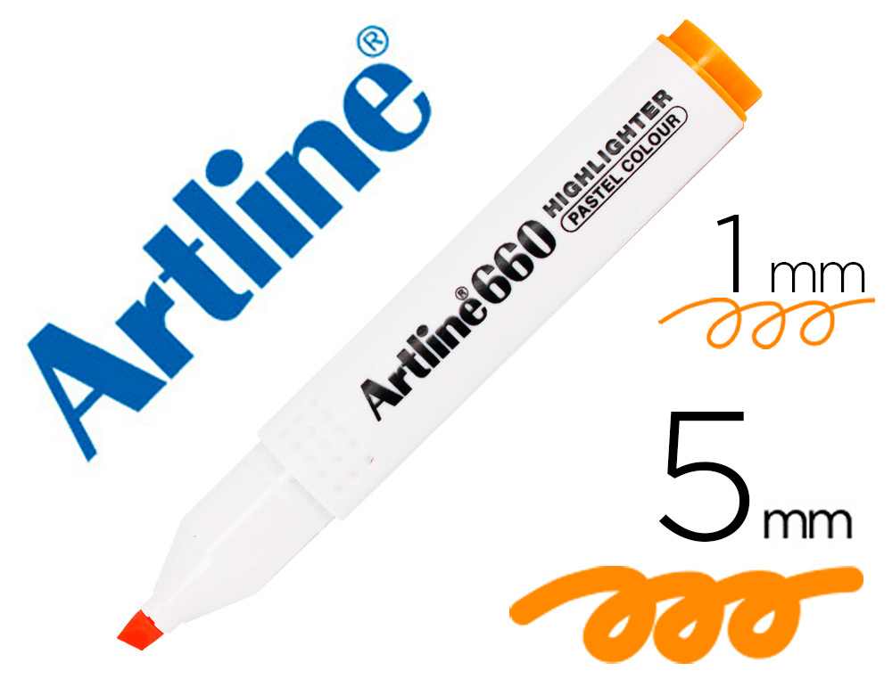 [165838] Rotulador artline fluorescente ek-660 naranja pastel punta biselada