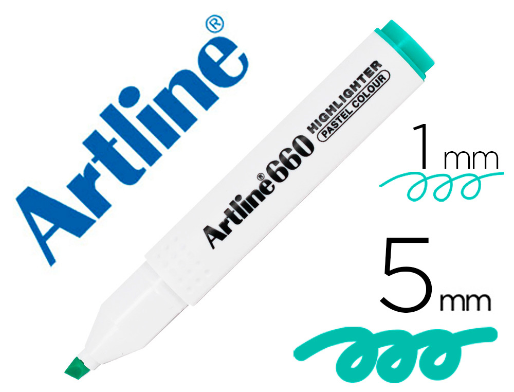 [165836] Rotulador artline fluorescente ek-660 verde pastel punta biselada