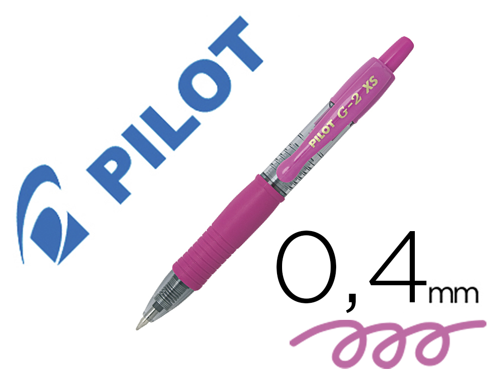 [164424] Boligrafo pilot g-2 pixie rosa tinta gel retractil sujecion de caucho