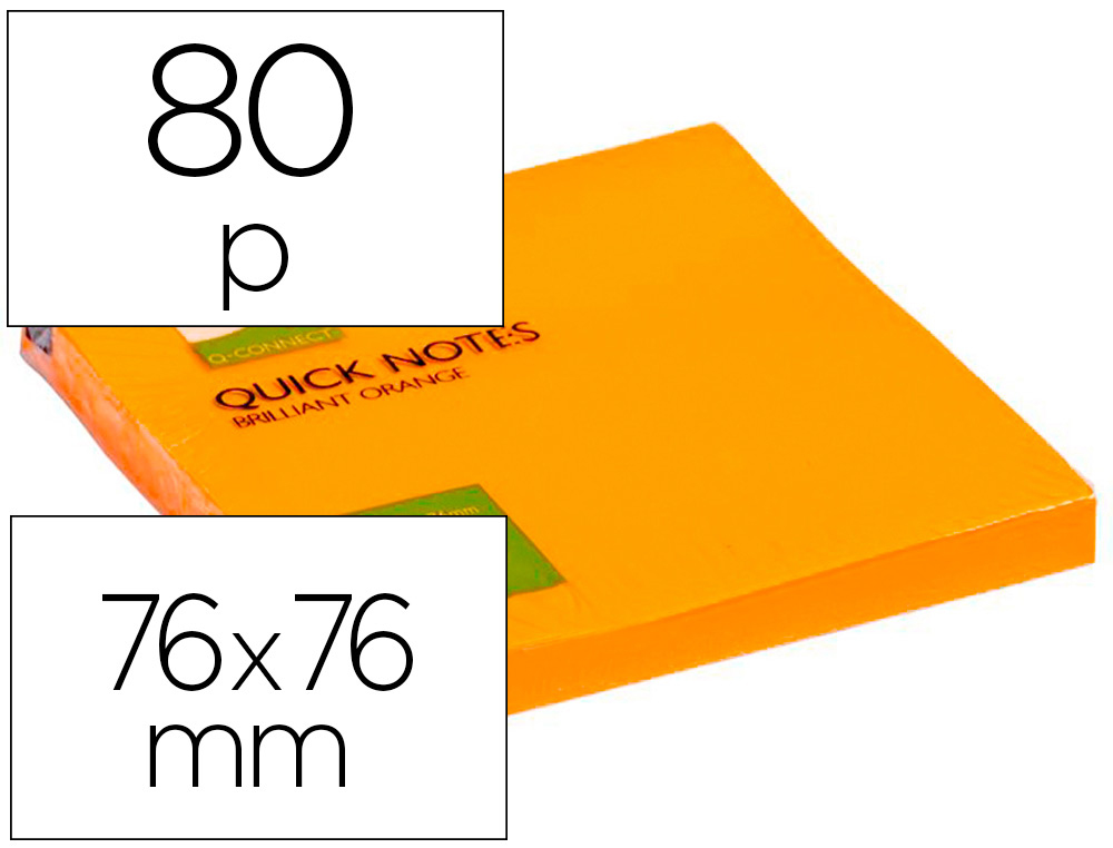 [29131] Bloc de notas adhesivas quita y pon q-connect 76x76 mm naranja neon 80 hojas