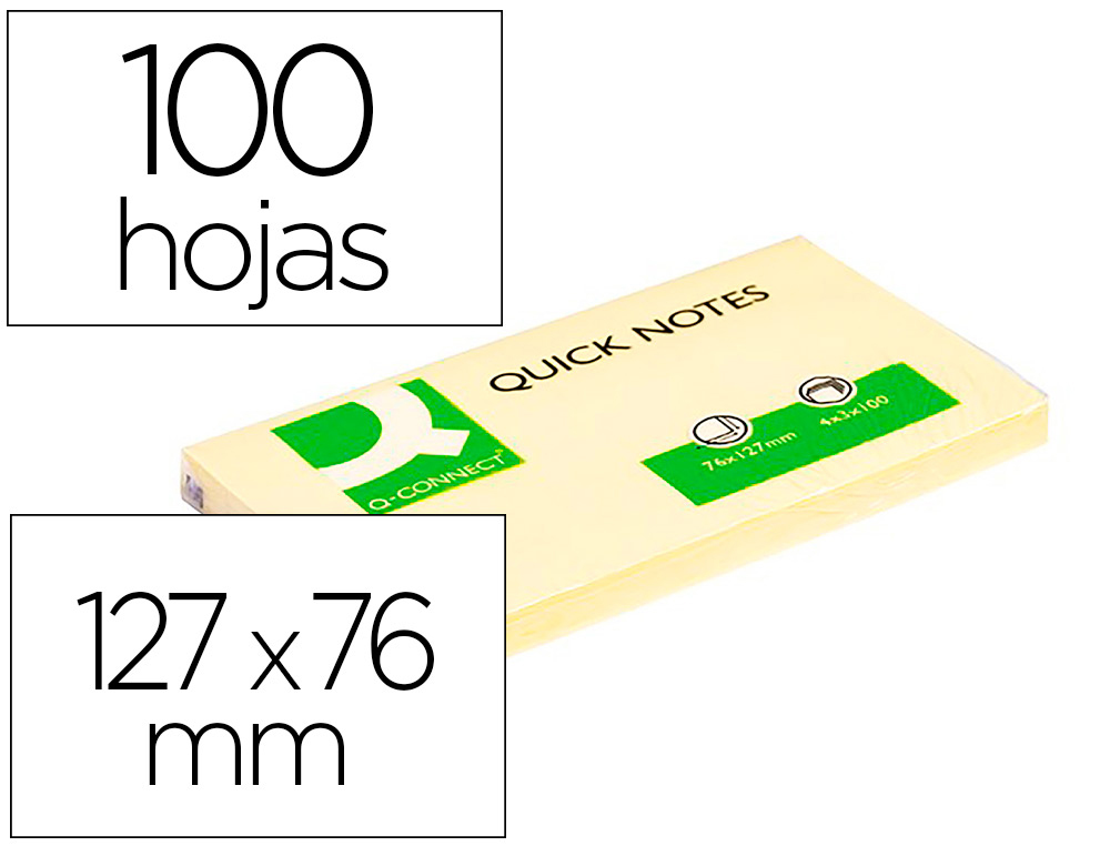 [25942] Bloc de notas adhesivas quita y pon q-connect 76x127 mm con 100 hojas