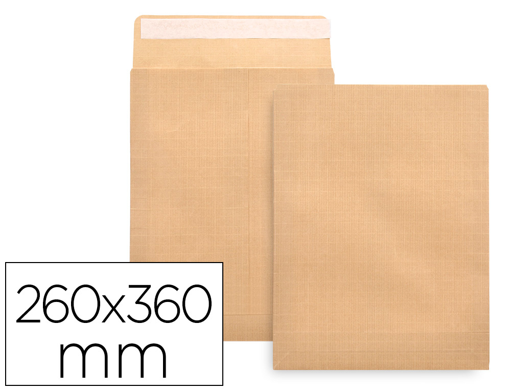 [6293] Sobre liderpapel bolsa armado kraft envio seguridad 260x360 mm solapa tira de silicona 120 gr caja de 100 unidades