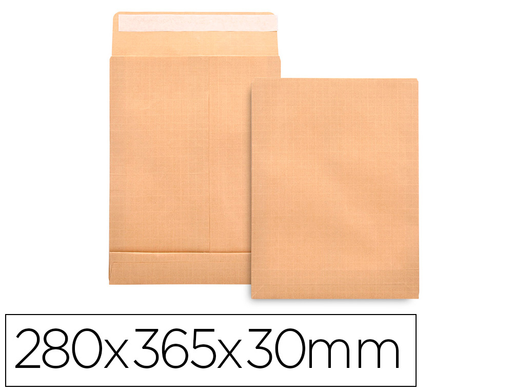 [6291] Sobre liderpapel bolsa fuelle kraft 280x365x30mm solapa tirade silicona papel 120 gr caja de 50 unidades