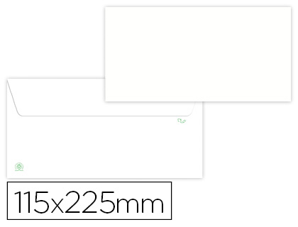 [6196] Sobre liderpapel blanco 115x225 mm solapa tira de silicona papel reciclado 90 gr caja de 500 unidades