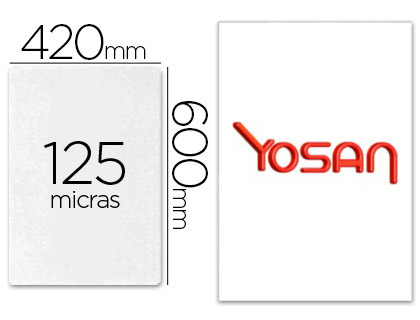 [64118] Bolsa de plastificar yosan brillo 420 x 600 mm 125 mc din a2 caja de 50 unidades