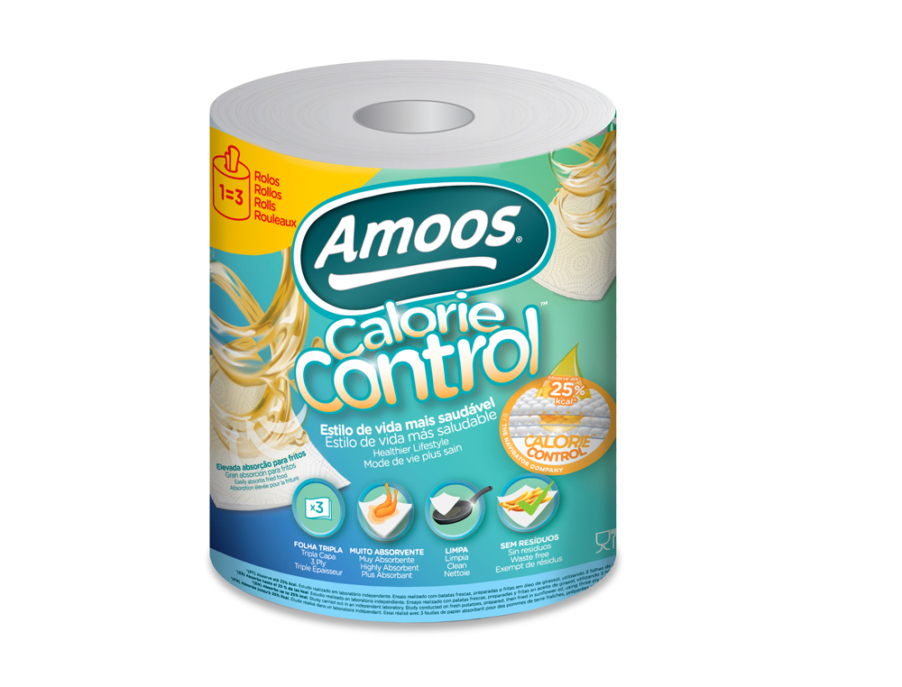 [171068] Papel de cocina amoos calorie control 3 capas 58g/m2 109 servicios rollo