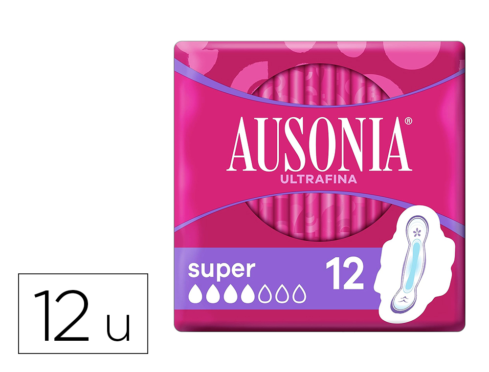 [169396] Compresa ausonia ultrafina super con alas caja de 12 unidades