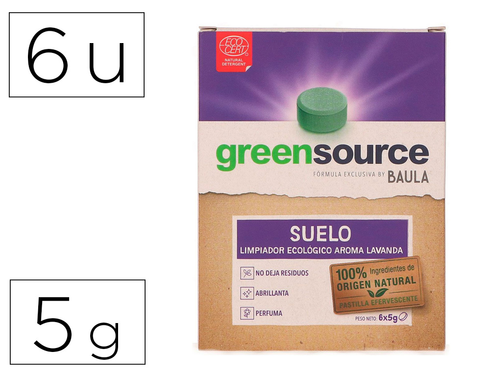 [167458] Limpiador de suelos bunzl greensource ecologico pastilla de 5 gr paquete de 6 unidades