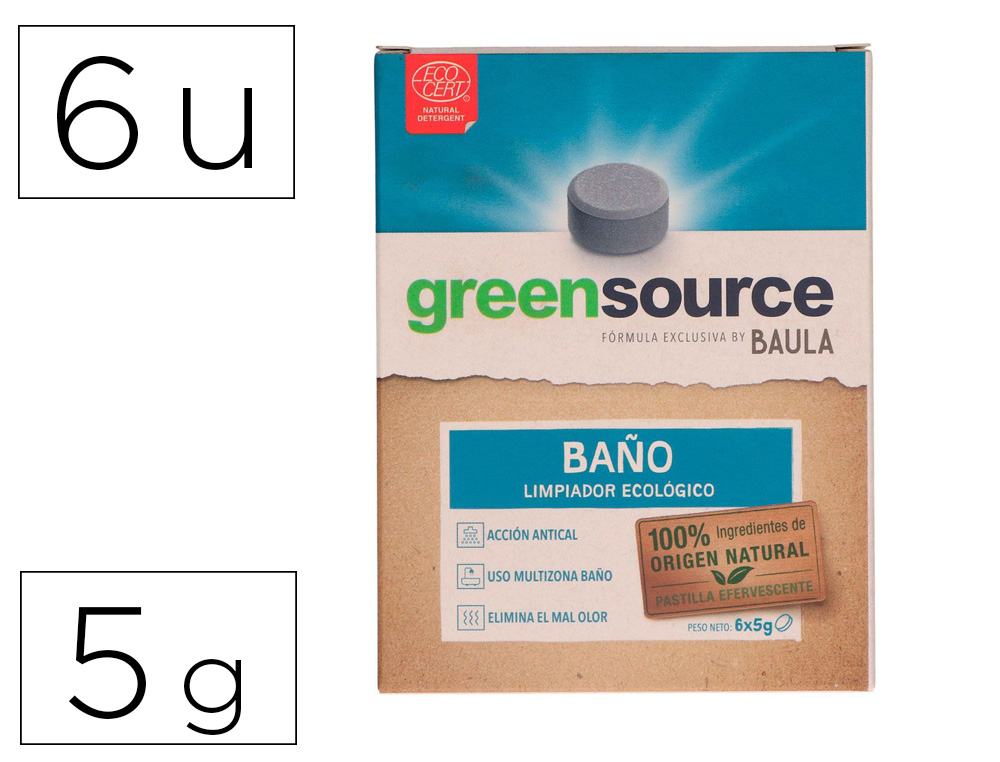 [167457] Limpiador de baños bunzl greensource ecologico pastilla de 5 gr paquete de 6 unidades