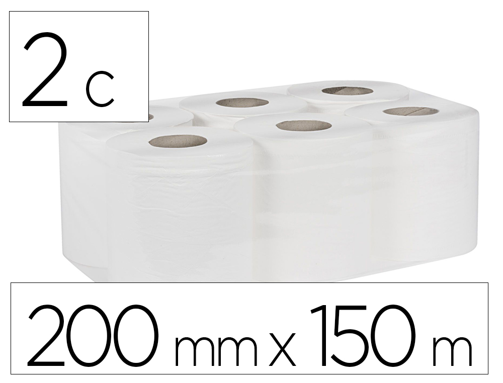 [167407] Papel secamanos bunzl greensource 2 capas celulosa blanca 200 mm x 150 mt paquete de 6 rollos