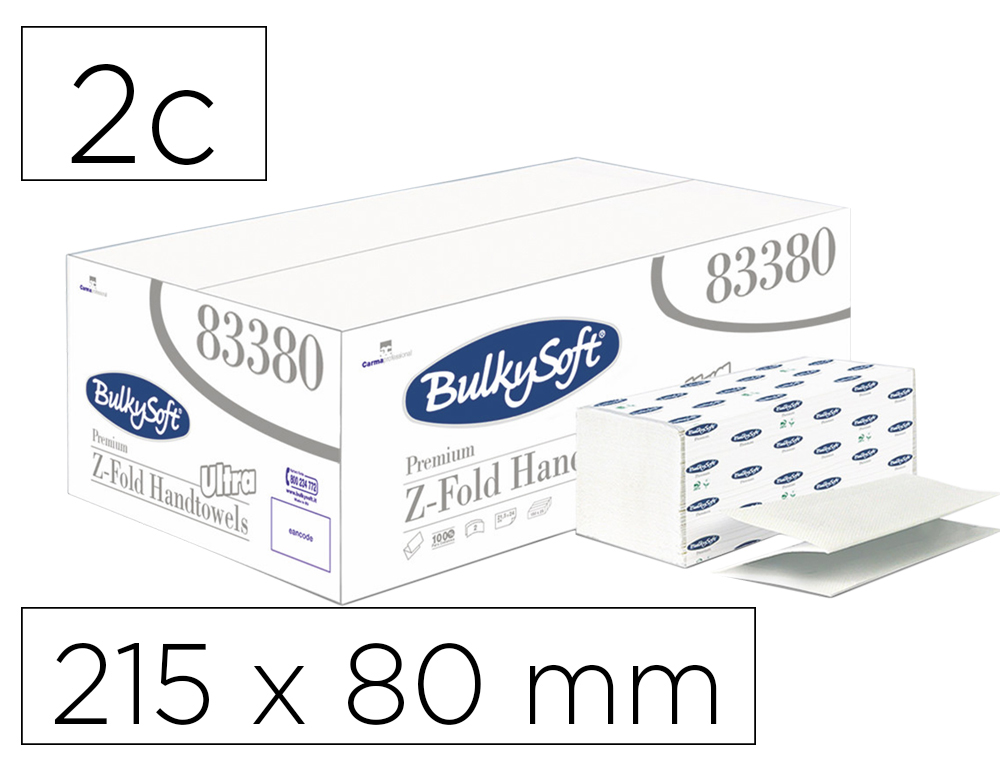 [165399] Toalla engarzada ofyhostel bulkysoft gofrada premium fold 2 capas plegado z 215 x 80 mm