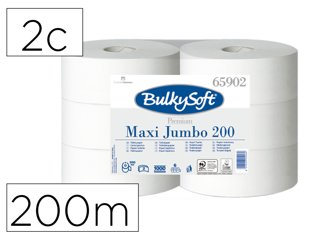 [165392] Papel higienico ofyhostel bulkysoft liso 2 capas longitud 200 mt