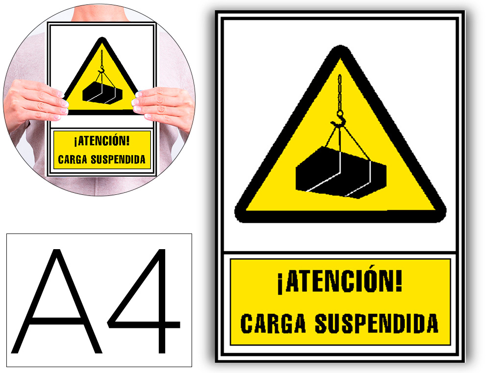 [160667] Pictograma archivo 2000 atencion carga suspendida pvc amarillo luminiscente 210x297 mm