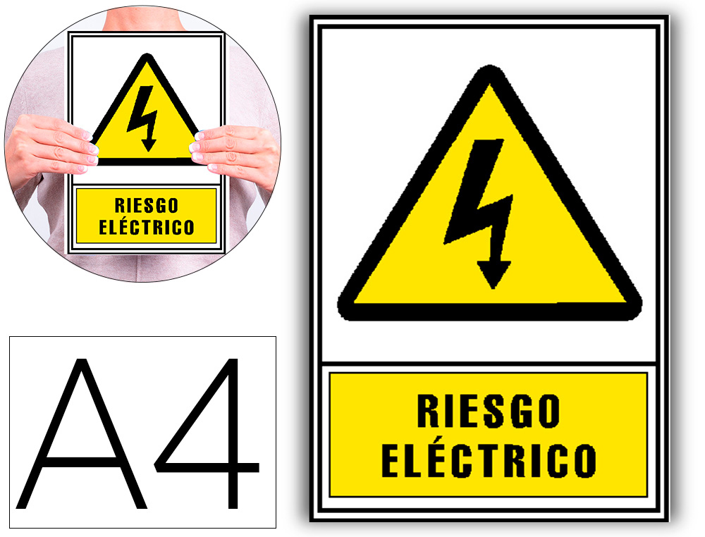 [160666] Pictograma archivo 2000 riesgo electrico pvc amarillo luminiscente 210x297 mm