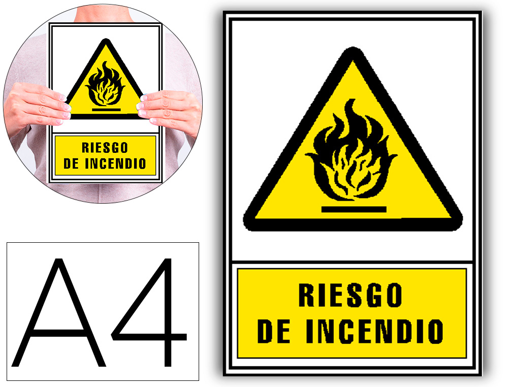 [160664] Pictograma archivo 2000 riesgo de incendio pvc amarillo luminiscente 210x297 mm