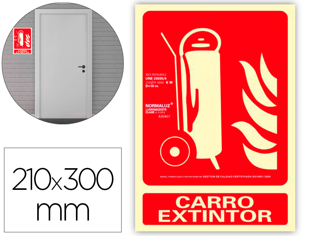 [160661] Pictograma archivo 2000 carro extintor pvc rojo luminiscente 210x300 mm