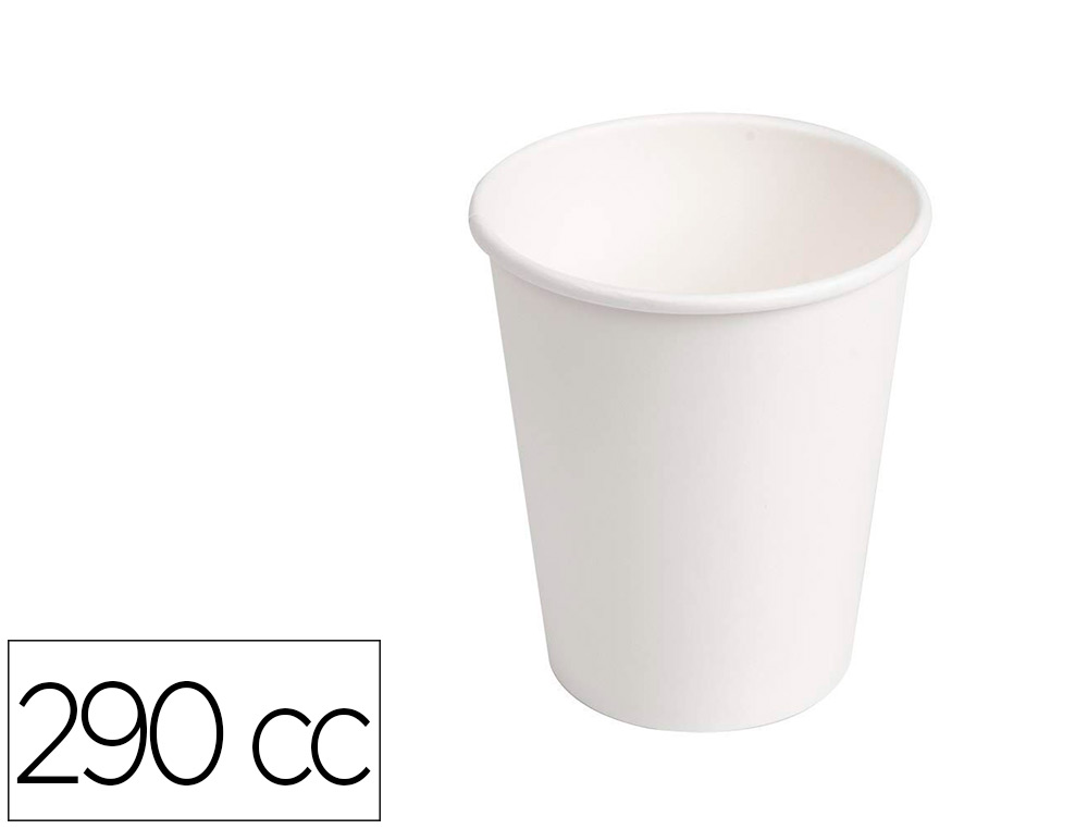 [160085] Vaso de carton biodegradable blanco 290 cc paquete de 50 unidades