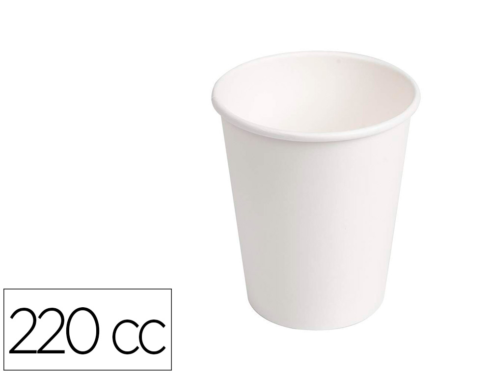 [160084] Vaso de carton biodegradable blanco 220 cc paquete de 50 unidades