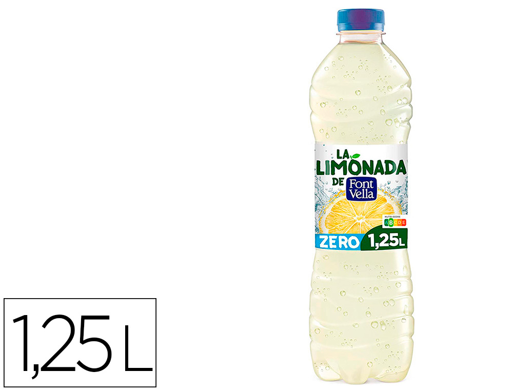 [159959] Agua mineral natural font vella limonada zero con zumo de limon botella 1,25 l