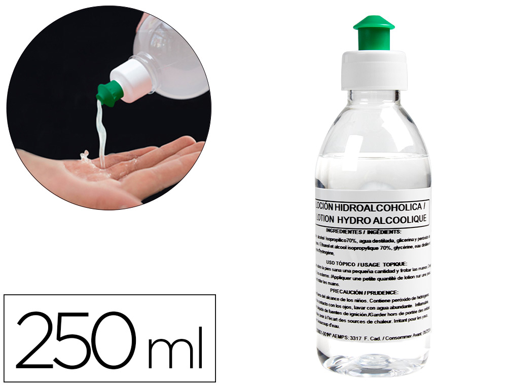 [159430] Gel hidroalcoholico higienizante para manos limpiay desinfecta sin necesidad de aclarado bote de 250 ml