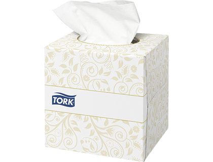 [155687] Pañuelos faciales tork extrasuaves 2 capas 20,9x20 cm caja cubo de 100 unidades