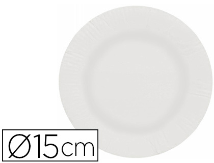 [155381] Plato papel reciclable blanco 15 cm paquete 100 unidades