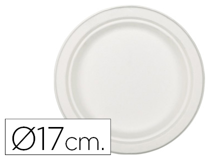 [155188] Plato de fibra natural nupik biodegradable blanco 17 cm de diametro apto microondas paquete de 50 unidades