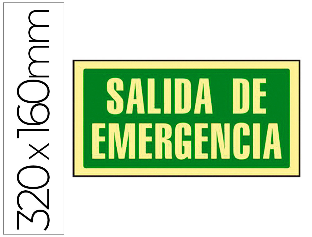 [76047] Pictograma syssa señal de salida de emergencia en pvc fotoluminiscente 320x160 mm