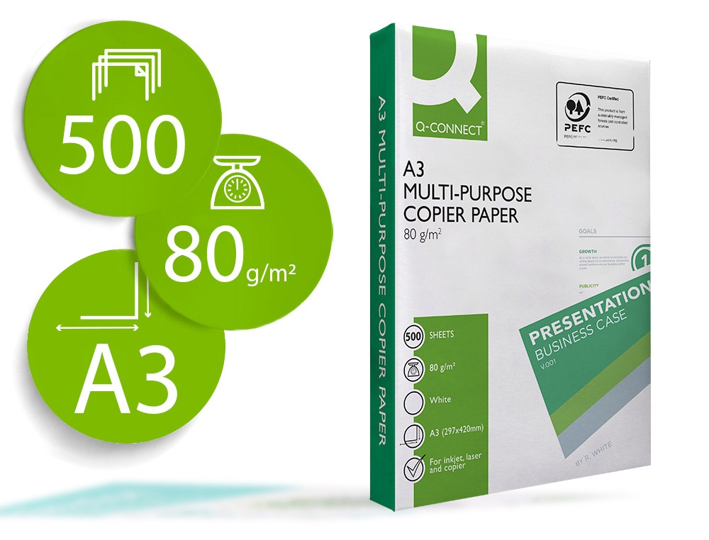 [171282] Papel fotocopiadora q-connect economy din a3 80 gramos paquete de 500 hojas