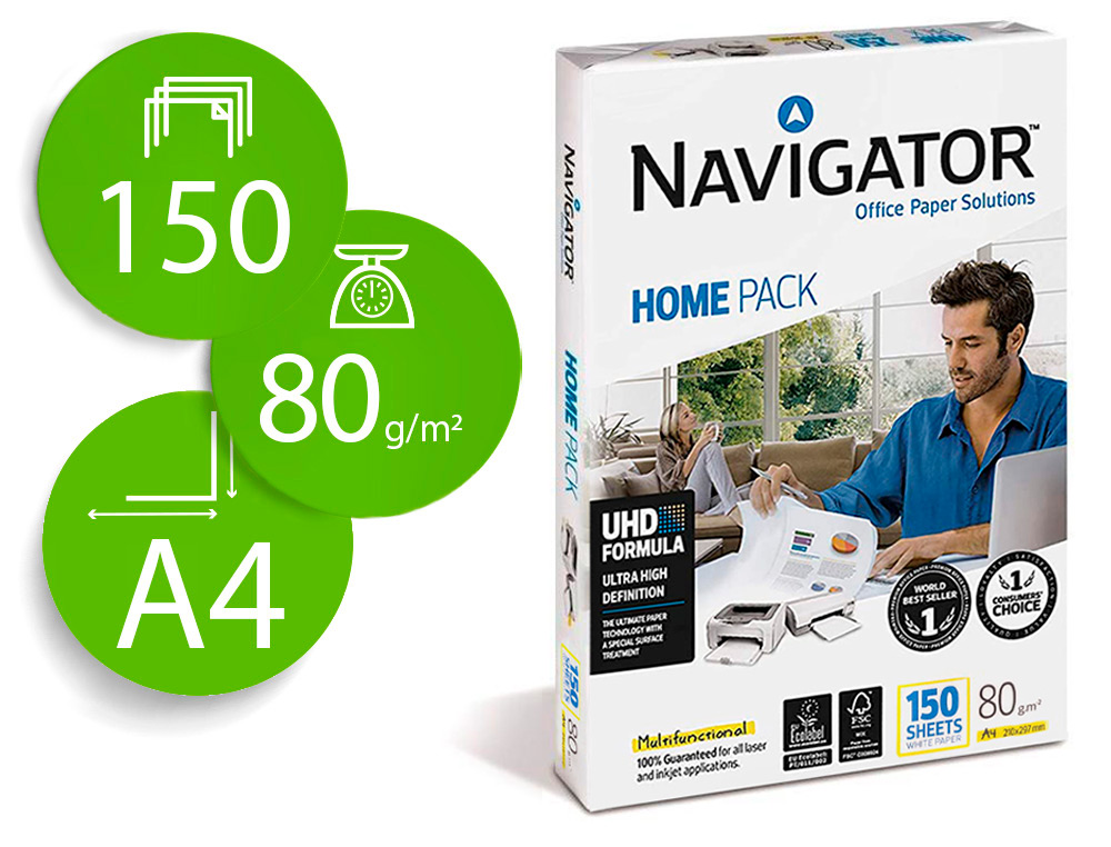 [162924] Papel fotocopiadora navigator din a4 80 gramos paquete de 150 hojas