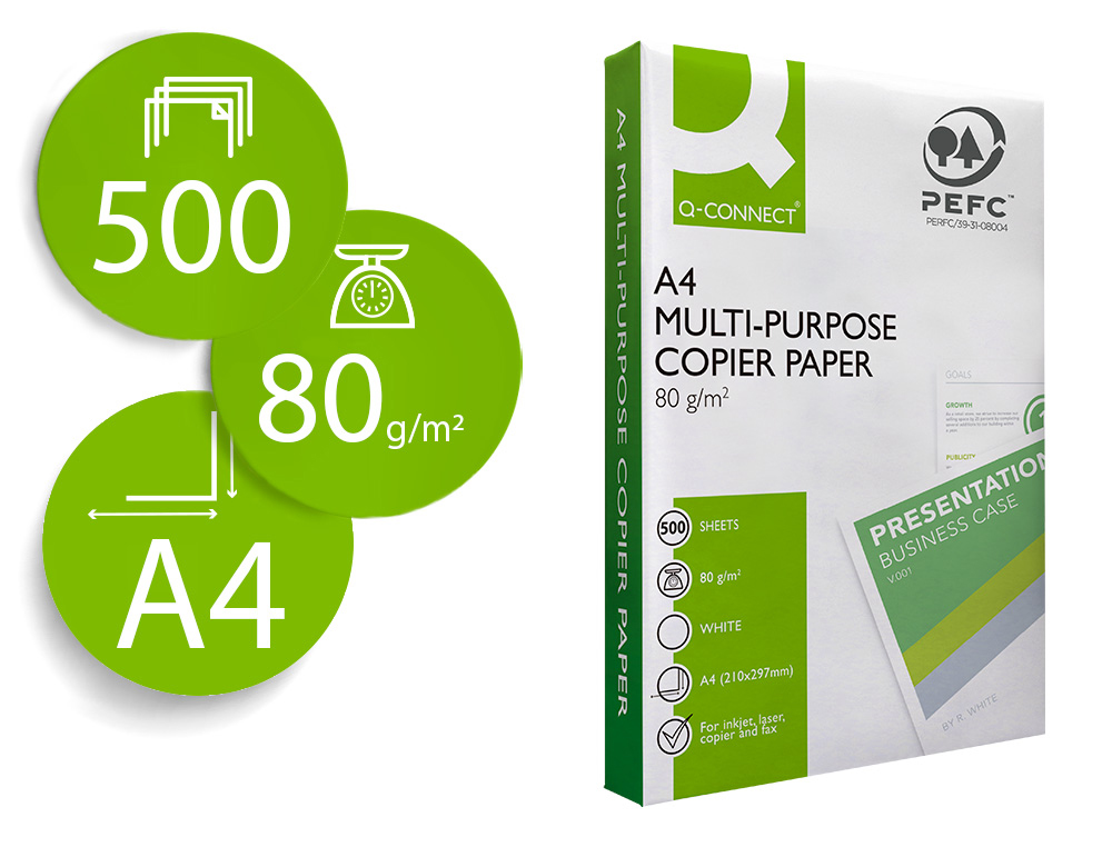 [155776] Papel fotocopiadora q-connect economy din a4 80 gramos paquete de 500 hojas